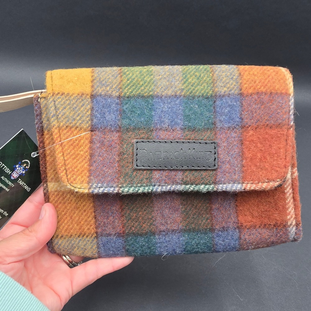 Patrick King Woollen Co Laurel Tartan Deluxe Wool Clutch Wristlet Multi Plaid